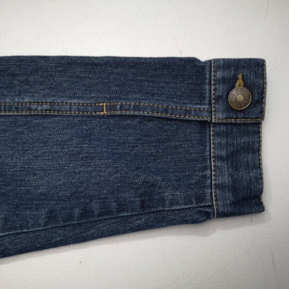 Per Se Ladies Size Large Medium Wash Offset Full Zipper Straight Fit Jean Jacket - Picture 7 of 10